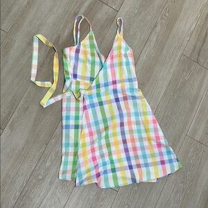 Colorful Plaid Wrap Dress